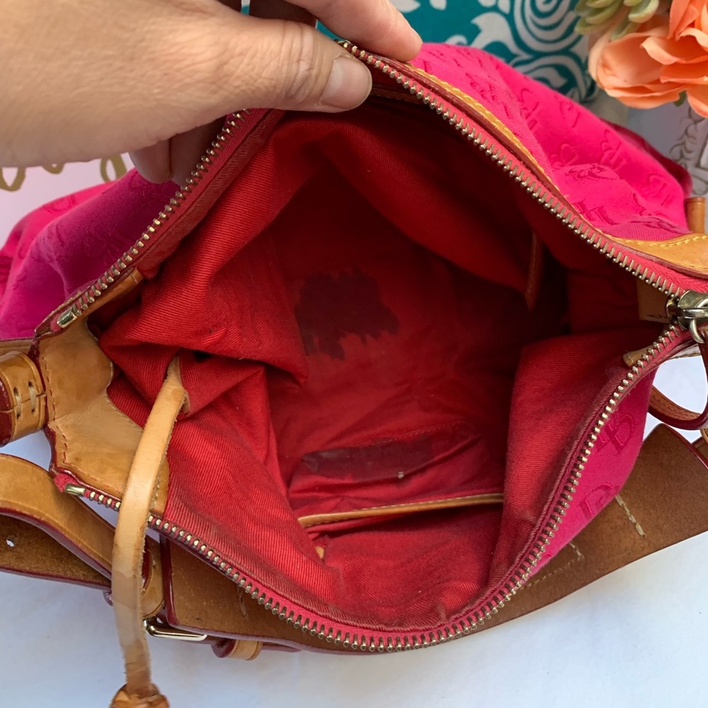Dooney & Bourke Pink Canvas/ Leather Trim Handbag - Picture 4 of 8